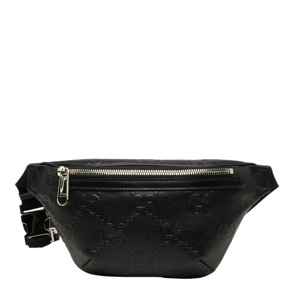 Gucci GG Embossed Body Bag Waist 658582 Black Leather Women's GUCCI